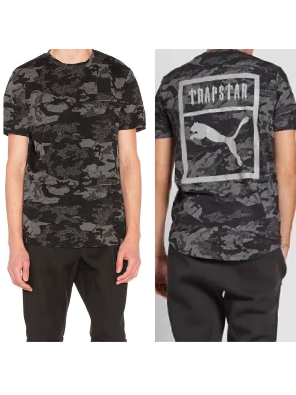 Puma X Trapstar Black and Gray Camouflage Logo Tee Revolve XXL